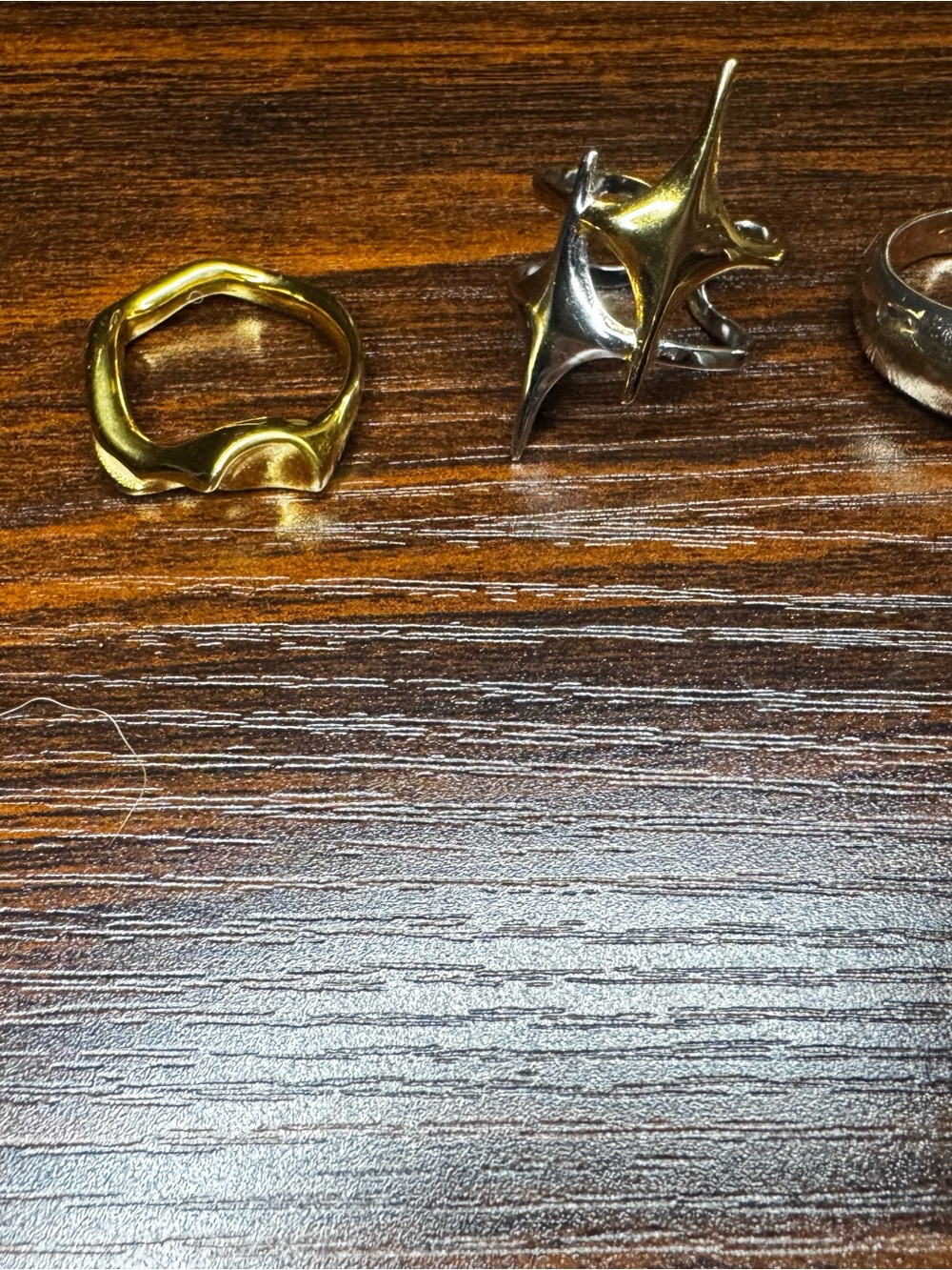 Mixed Metal Statement Rings - Gold & Silver Set - Picture 3 of 3
